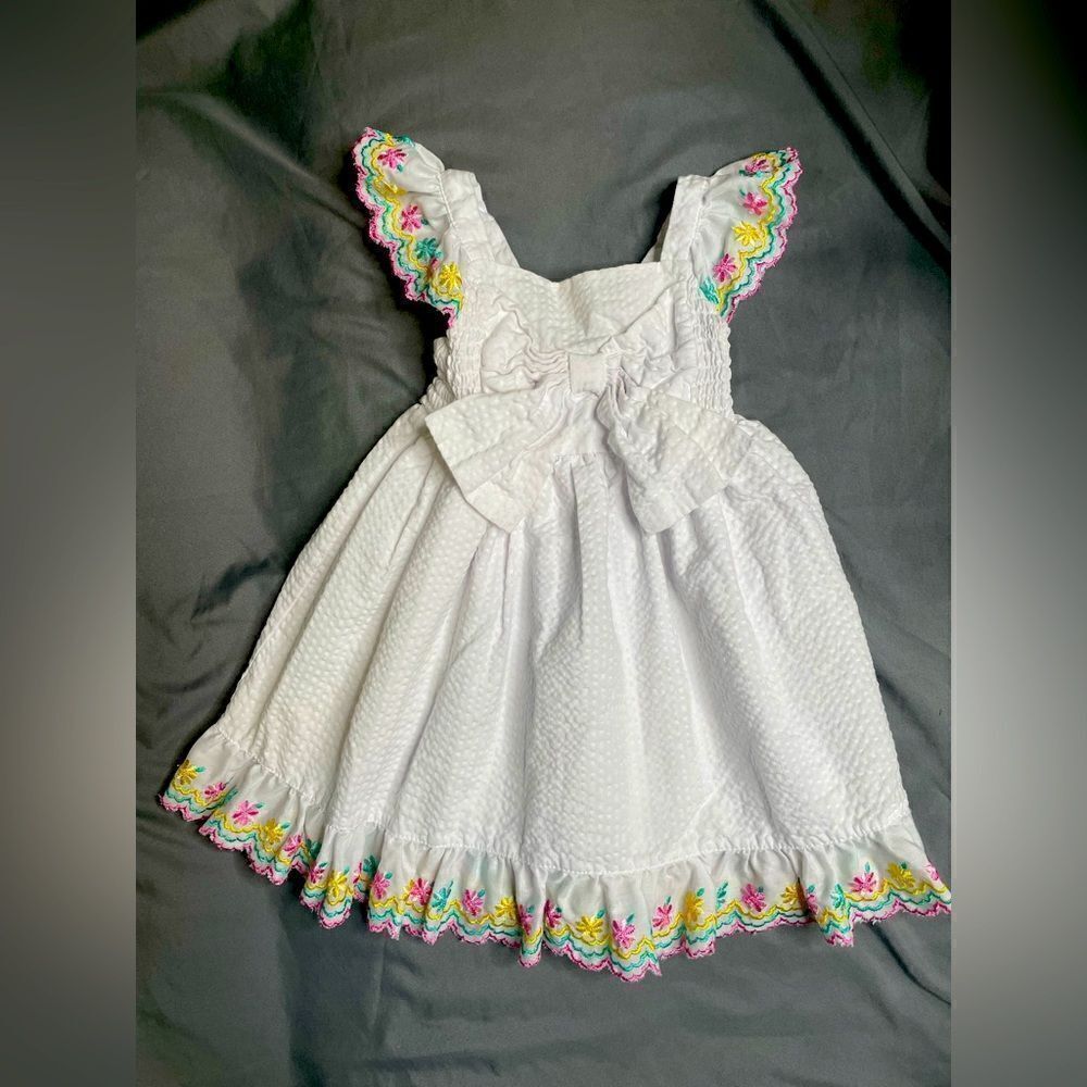 White Floral Girls Dresss